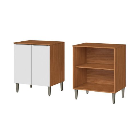 Balcão de Cozinha com 2 Portas Luana Cinamomo Branco Aramóveis