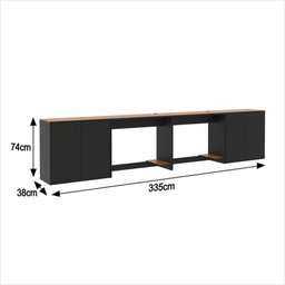 Conjunto de Escritório 4 Peças Smart Office 2 Mesas e 2 Aparador Buffet - Preto e Cedro - 5 Conjunto de Escritório 4 Peças Smart Office 2 Mesas e 2 Aparador Buffet - Preto e Cedro - 5