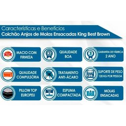 Colchão Casal Molas Ensacadas Masterpocket King Best Euro Pillow Brown (138x188x28) - Anjos - 4
