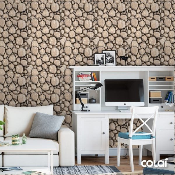 Papel de Parede Adesivo Lavável Pedra 3D Víntage 15m - 3