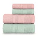 Ver imagem 1 de Jogo de Toalha Banhão Master 100% Algodão 4 Peças Gramatura 550 Verde Ice/rosa Cravo