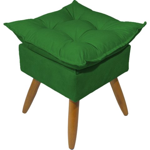 Puff Decorativo Quadrado para Sala Quarto Penteadeira Recepção Alice Suede Verde Pés Palito