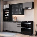 Ver imagem 1 de Cozinha Modulada Compacta Fidelitá Mônaco 4 Peças 270cm 10 Portas 2 Gavetas com Tampo Chumbo/tit