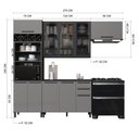 Ver imagem 4 de Cozinha Modulada Compacta Fidelitá Mônaco 4 Peças 270cm 10 Portas 2 Gavetas com Tampo Chumbo/tit