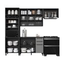 Ver imagem 2 de Cozinha Modulada Compacta Fidelitá Mônaco 4 Peças 270cm 10 Portas 2 Gavetas com Tampo Chumbo/tit