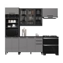 Ver imagem 3 de Cozinha Modulada Compacta Fidelitá Mônaco 4 Peças 270cm 10 Portas 2 Gavetas com Tampo Chumbo/tit