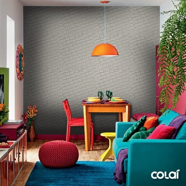 Papel de Parede Adesivo Lavável Pedra Goiás Cinza 15m - 4