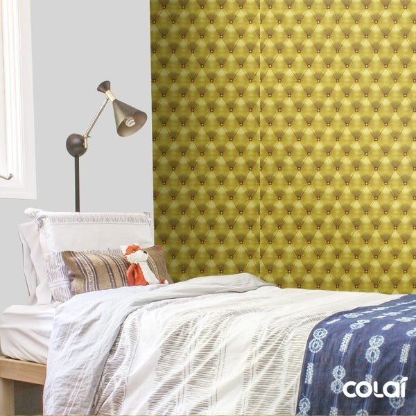 Papel de Parede Adesivo Lavável Capitone Amarelo 6m - 5