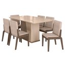 Ver imagem 1 de Kit Mesa de Jantar Harmonia com 6 Cadeiras Sinfonia em Linho Carvalho/fendi/creme