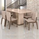 Ver imagem 2 de Kit Mesa de Jantar Harmonia com 6 Cadeiras Sinfonia em Linho Carvalho/fendi/creme