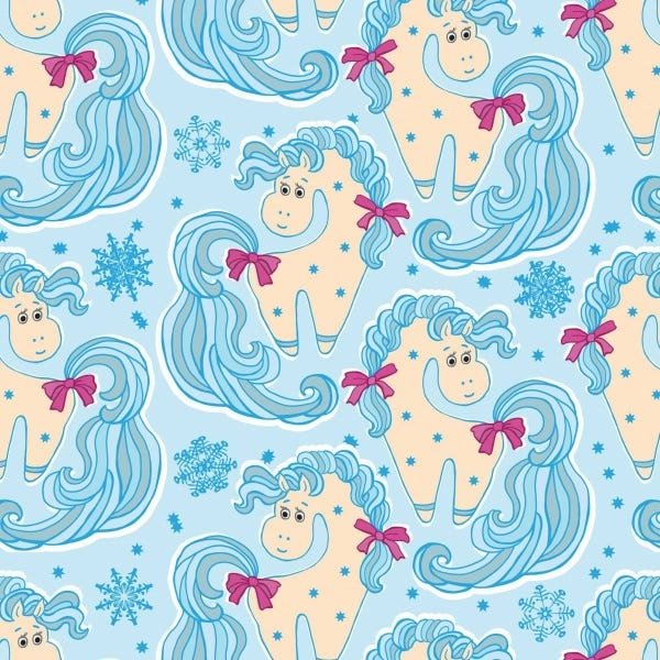 Papel de Parede Adesivo Lavável Pônei Azul - 1
