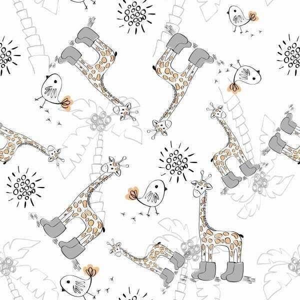 Papel de Parede Adesivo Lavável Girafas de Botas - 1
