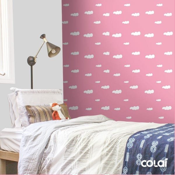Papel de Parede Adesivo Lavável Céu Rosa Bebê - 4