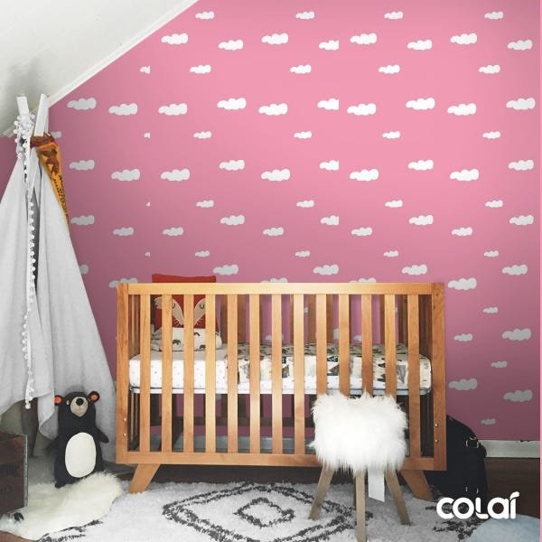 Papel de Parede Adesivo Lavável Céu Rosa Bebê - 3