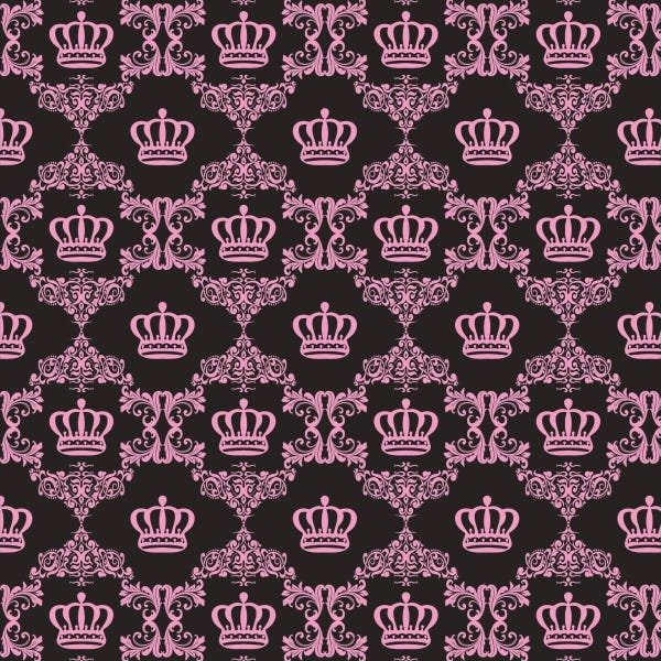 Papel de Parede Adesivo Lavável Coroas Fundo Preto 12m - 1