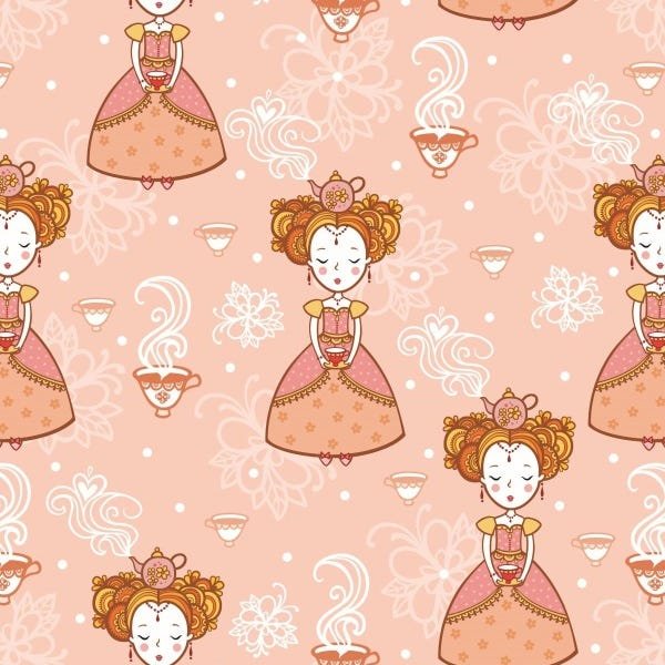 Papel de Parede Adesivo Lavável Princesa do Chá - 1