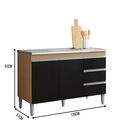 Ver imagem 4 de Balcão de Cozinha Gabinete 120cm Andréia sem Tampo Ajl Móveis:amêndoa Preto