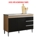 Ver imagem 2 de Balcão de Cozinha Gabinete 120cm Andréia sem Tampo Ajl Móveis:amêndoa Preto