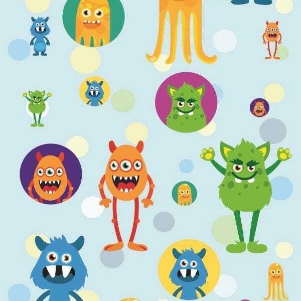 Papel de Parede Adesivo Lavável Monstrinhos - 1