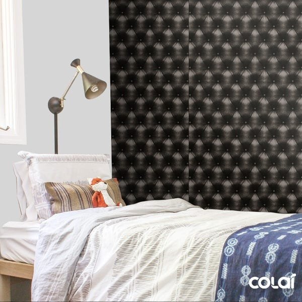Papel de Parede Adesivo Lavável Capitone Preto 12m - 5