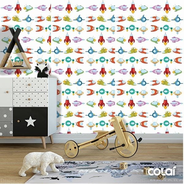 Papel de Parede Adesivo Lavável Naves Espaciais - 2