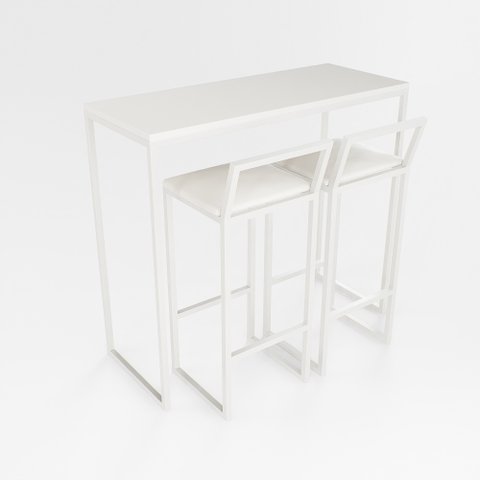 Bancada Cozinha Balcão Gourmet Branco 2 Banquetas Estofado Br