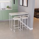 Ver imagem 2 de Bancada Cozinha Balcão Gourmet Branco 2 Banquetas Estofado Br