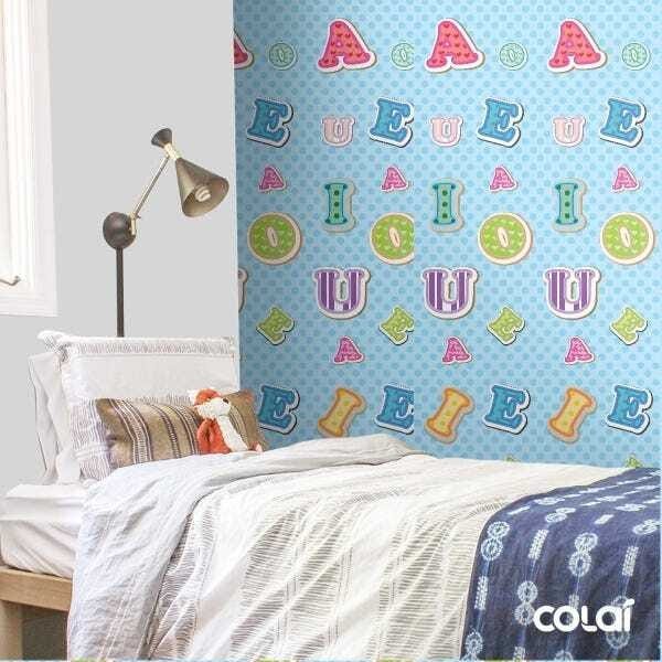 Papel de Parede Adesivo Lavável Saber Letras Azuis - 4