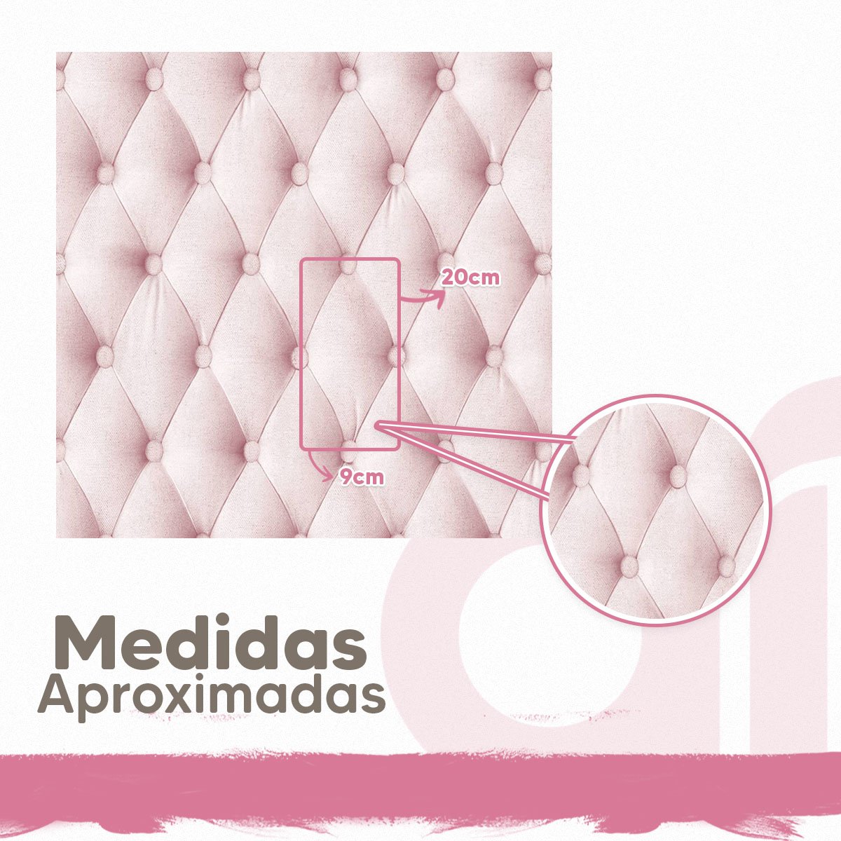 Papel de Parede Adesivo Lavável Capitone Rosê 12m - 4
