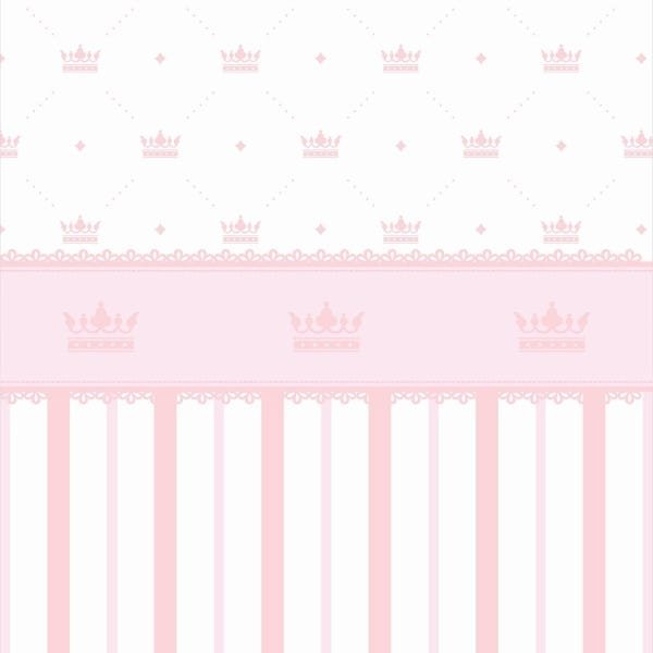 Papel de Parede Lavável Listras Rosas Bebê Coroada 6m - 1
