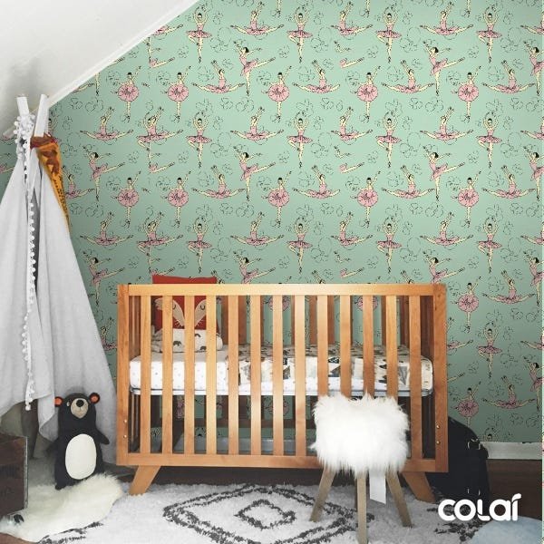 Papel de Parede Adesivo Lavável Balé Jeté Rosa 6m - 3