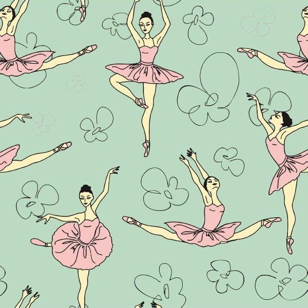 Papel de Parede Adesivo Lavável Balé Jeté Rosa 6m - 1