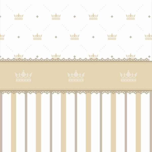 Papel de Parede Lavável listras Douradas Coroadas 6m - 1