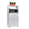 Armário Balcão Multiuso para Cozinha Micro-ondas e Forno Luna 02 Portas 01 Gaveta Branco Moblis - 3
