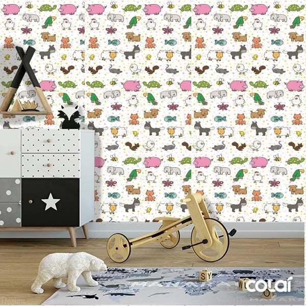 Papel de Parede Adesivo Lavável Animais 6m - 2