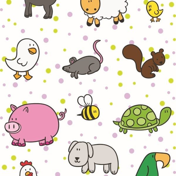 Papel de Parede Adesivo Lavável Animais 6m - 1