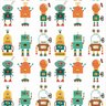 Papel de Parede Adesivo Lavável Robôs de Fundo Branco 9m - 1