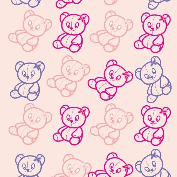 Papel de Parede Adesivo Lavável Ursinho Coloridos 9m - 1