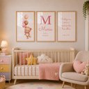 Ver imagem 1 de Kit Quadros Infantil com Nome - Ursinha Balões:20x30/Moldura Mel Vidro Acrílico