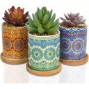 Ver imagem 1 de Kit 3 Suculentas Artificiais Mini Vasinhos Vasos Plantinhas Coloridos