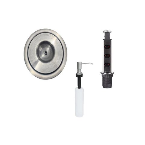 Kit Lixeira Embutir 5L + Torre de Tomada + Dosador Inox