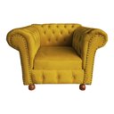 Ver imagem 1 de Poltrona Luis XV Chesterfield Capitone Suede Amarela Decorativa / Sala, Tv, Estar, Recepção