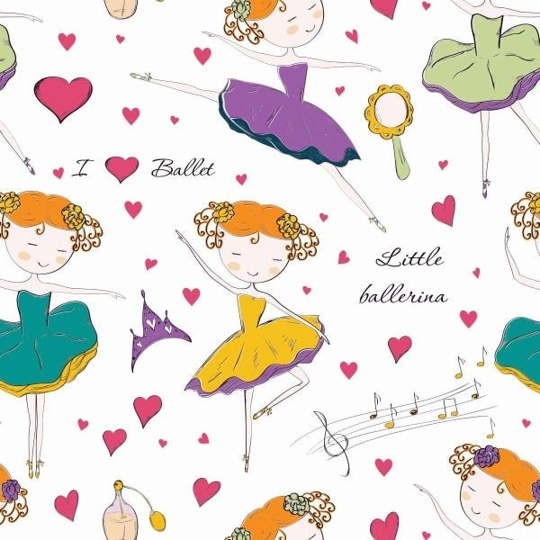 Papel De Parede Adesivo Lavável Bailarinas 6m - 1
