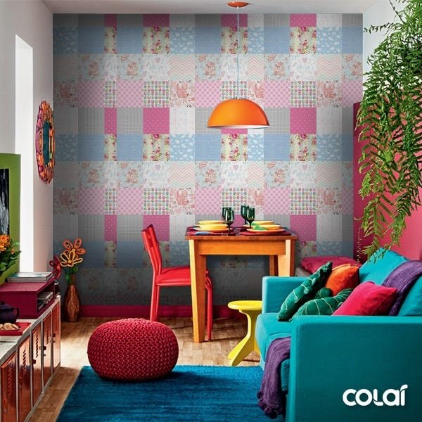 Papel De Parede Adesivo Lavável Mosáico 6m - 6