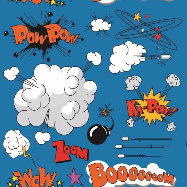 Papel De Parede Adesivo Lavável Desenhos Explosivos 6m - 1