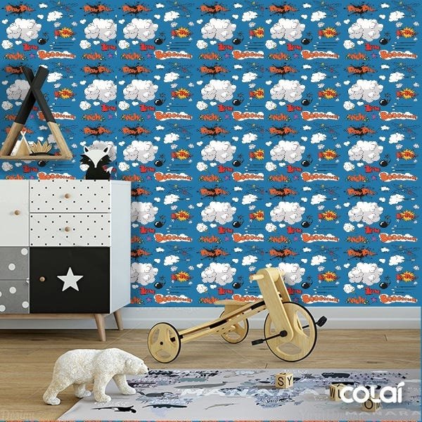 Papel De Parede Adesivo Lavável Desenhos Explosivos 6m - 5