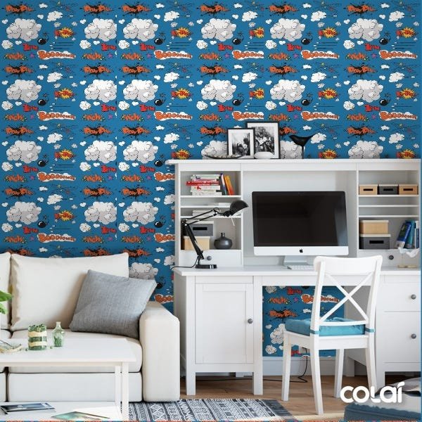 Papel De Parede Adesivo Lavável Desenhos Explosivos 6m - 4