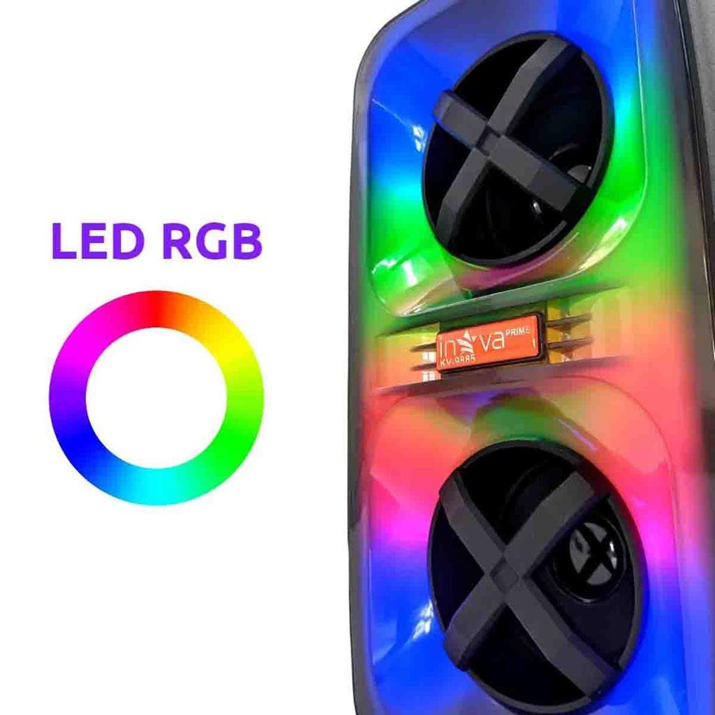 Caixa De Som Bluetooth Led RGB Recarregável - INOVA | MadeiraMadeira