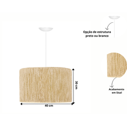 Pendente Sisal Estilo Japandi Minimalista Fio Branco - 4