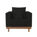 Ver imagem 6 de Kit 2 Poltronas Living + Sofá 2 Lugares Base Madeira Suede Preto